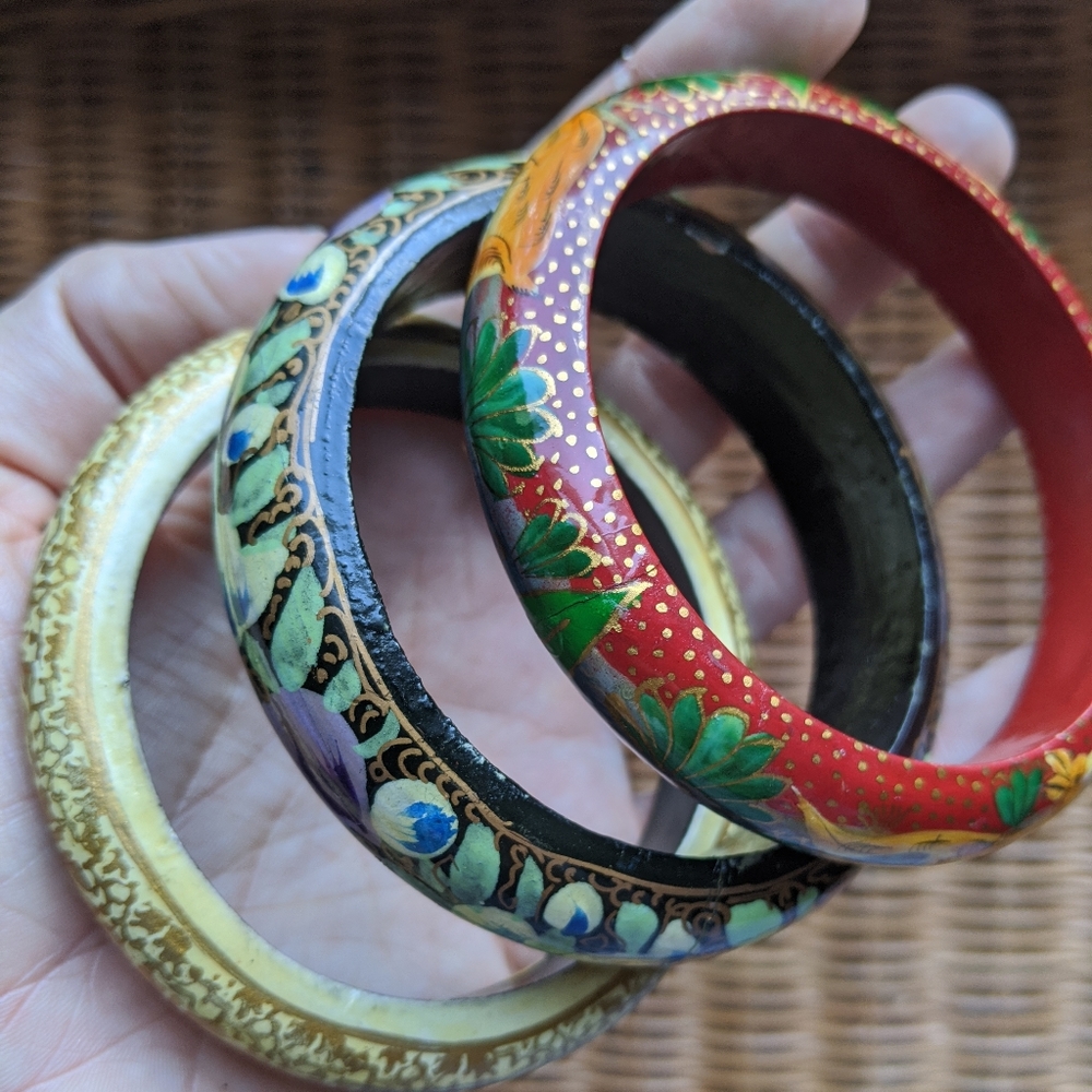 Hand-painted wooden bangles